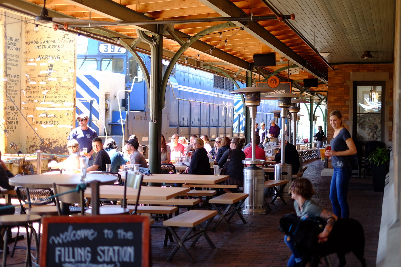 Train going by the patio