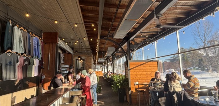 The track-side patio